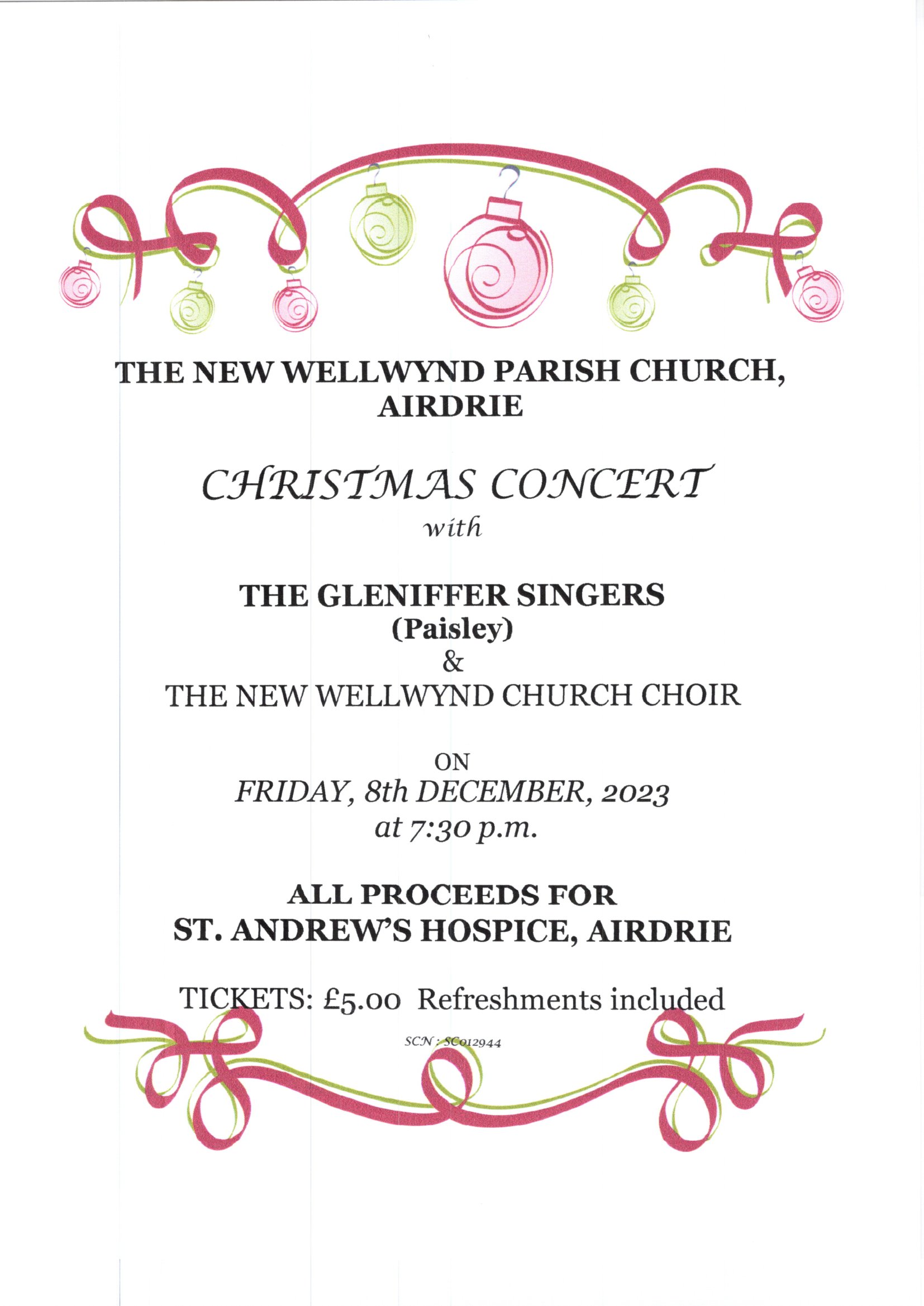 Christmas Concert Poster - NWPC & The Glennifer Singers - Friday 8th December 2023